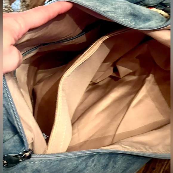 SOLD🔴 New NWT BLUE DENIM HANDCROCHETED BOHEMIAN SHOULDER BAG - Picture 14 of 15